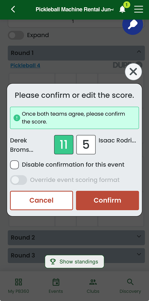 Player score entry with checks and balances